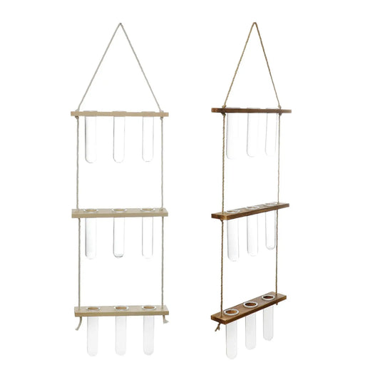 Plant Stand,Plant Container w/ Wooden Stand,Wall Hanging Planter Modern Flower Bud Vase Stand, Decor