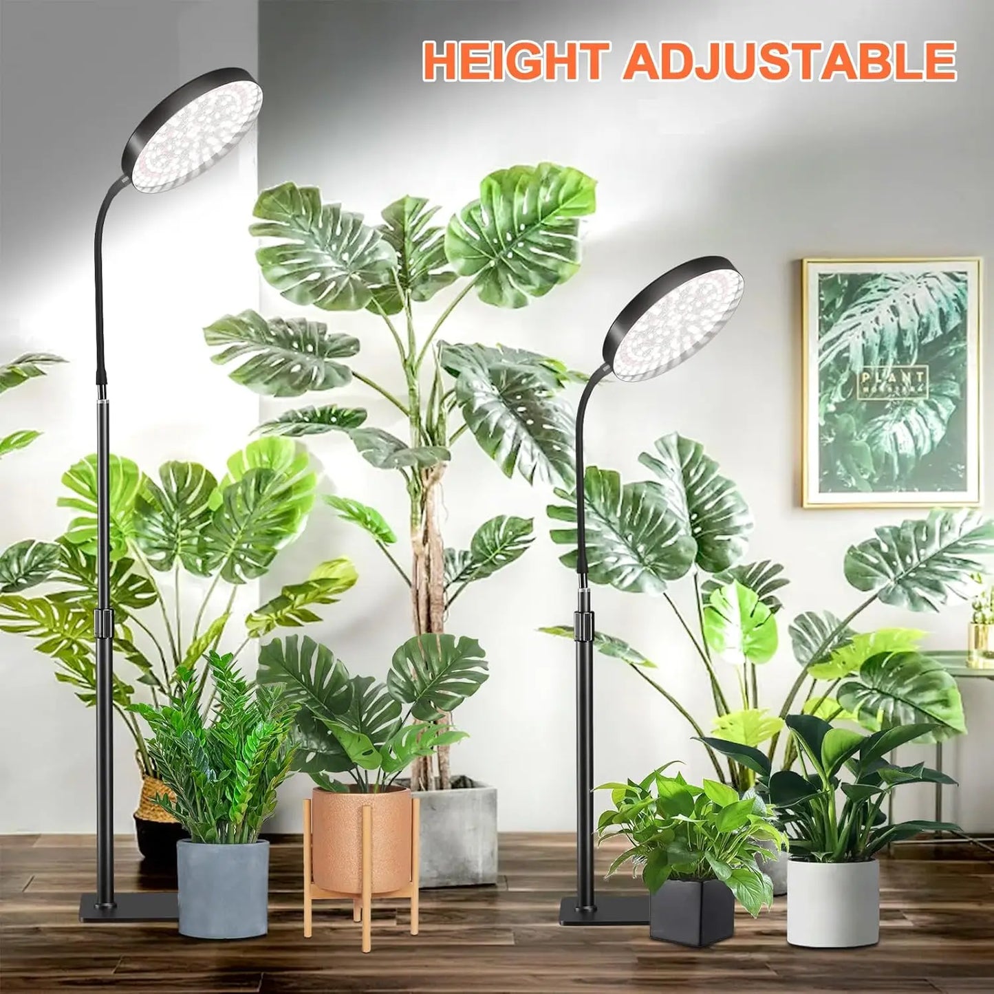 Grow Lights for Plants Full Spectrum Floor Plant Growing Lamp Large Plants Auto ON/Off Timer 5 Dimmable Levels  Adjustable Heigt