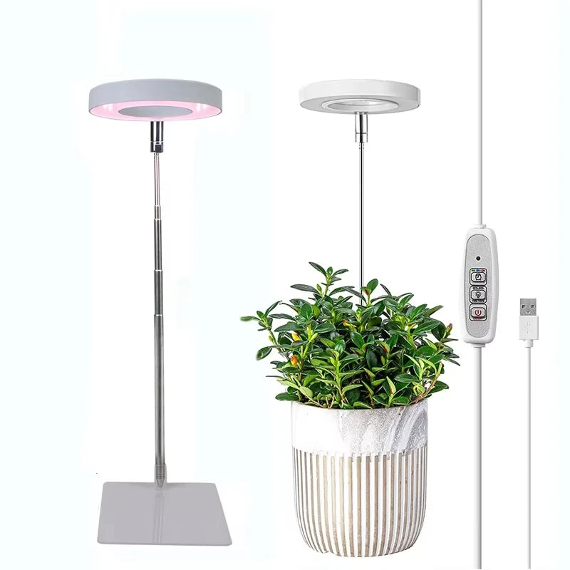 Grow Light Full Spectrum Light LED Grow Indoor Height Angle Adjustable Ring Grow Light Timer Height Adjustable USB Powered
